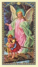 Image de l'Ange gardien avec sa prière pour demander à être guidé et protégé